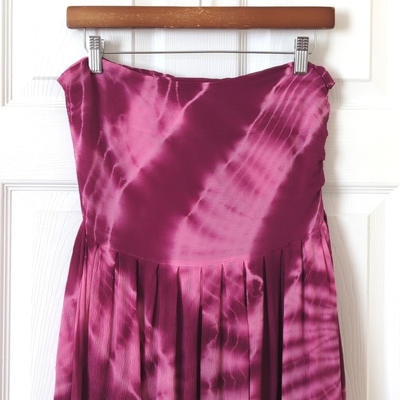 Lucky Brand Y2K Vintage Tie Dyed Silk Strapless A-Line Mini Wrap Dress Purple S - Picture 2 of 12